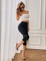 Leggings casual skinny estivi per donne, nero con motivo bruciato per uno stile versatile e alla moda