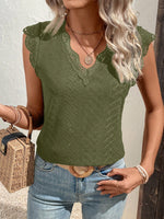 Maglietta pizzo a contrasto con orlo smerlato schiffy