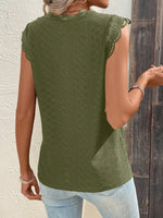 Maglietta pizzo a contrasto con orlo smerlato schiffy