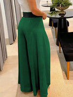 Pantaloni Casual Eleganti A Gamba Larga Di Colore Tinta Unita Da Donna