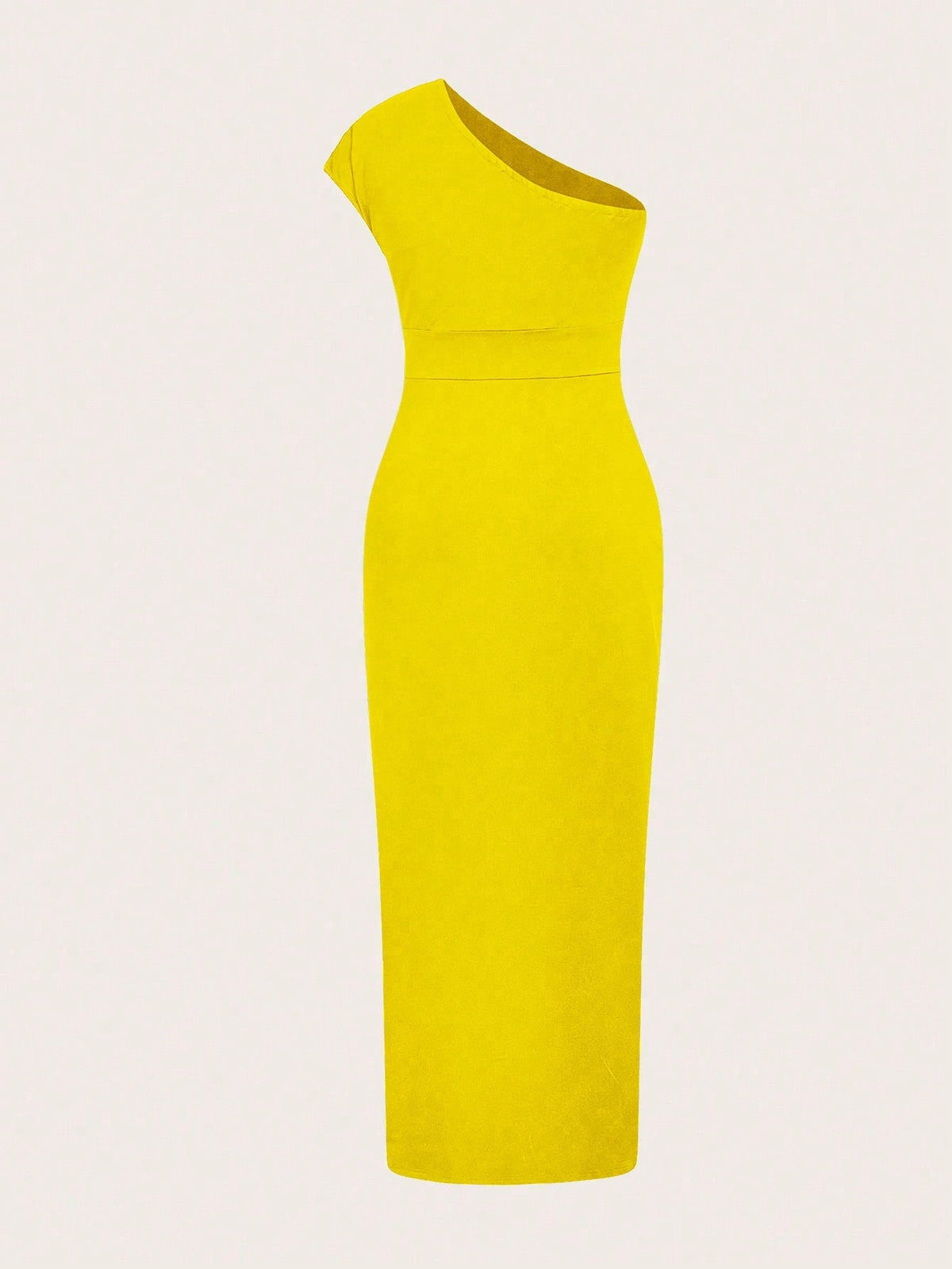 Abito Moda Donna A Spalla Singola, Slim Fit, Tinta Unita