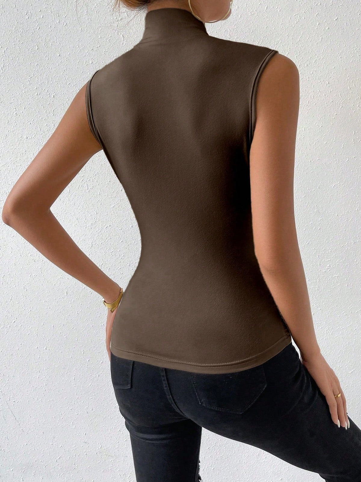 Canotta monocolore plissettato