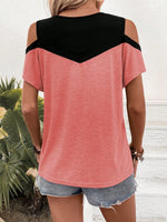 Maglia A Maniche Corte Con Spalle Scoperte E Blocchi Di Colore A Contrasto