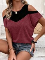 Maglia A Maniche Corte Con Spalle Scoperte E Blocchi Di Colore A Contrasto