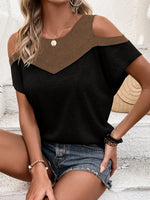 Maglia A Maniche Corte Con Spalle Scoperte E Blocchi Di Colore A Contrasto