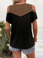 Maglia A Maniche Corte Con Spalle Scoperte E Blocchi Di Colore A Contrasto