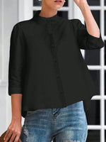 Camicetta Elegante Con Colletto a Stantuffo Per Le Donne Con Colore Solido