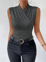 Canotta monocolore plissettato