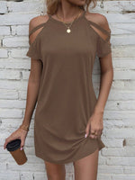 Abito a maglietta con spalle scoperte incrociato