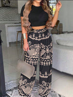 Pantaloni lunghi in stile bohemien con stampa integrale