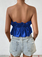 Top sbarazzino senza spalline semplice e di tutti i giorni dal colore unito per donna