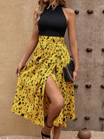 Vestito A Abbottonatura Avvolgente Con Stampa A Patchwork E Spacco