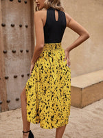 Vestito A Abbottonatura Avvolgente Con Stampa A Patchwork E Spacco