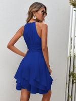 Abiti monocolore vita arricciata con collo halter