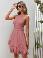 Abiti monocolore vita arricciata con collo halter