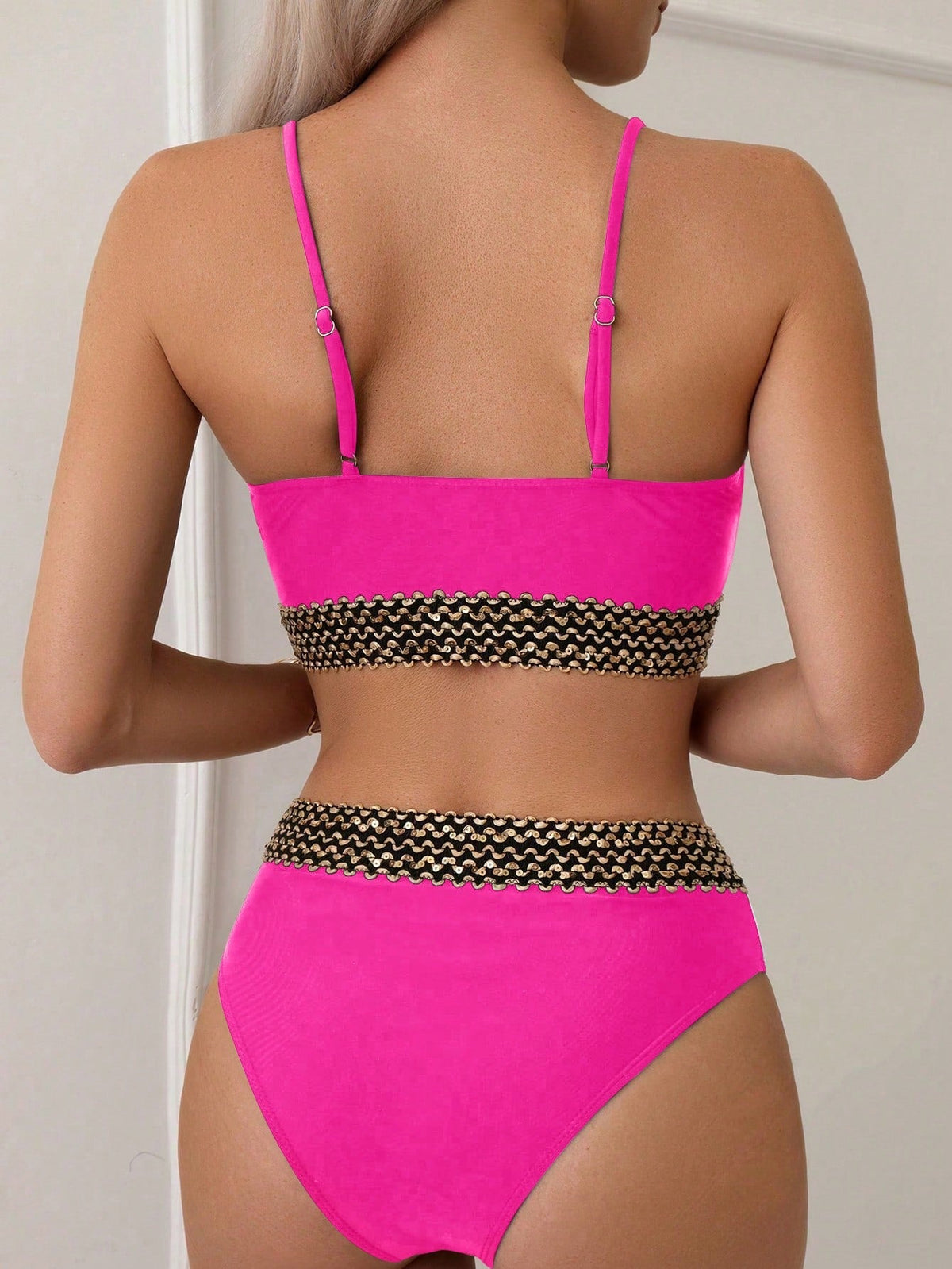 Set bikini sexy Patchwork estivo da spiaggia con cinghie intrecciate per le donne