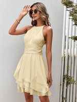 Abiti monocolore vita arricciata con collo halter