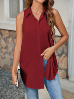 Maglietta smanicata estiva casual da donna, colore solido