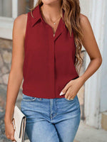 Maglietta smanicata estiva casual da donna, colore solido