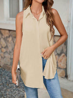 Maglietta smanicata estiva casual da donna, colore solido