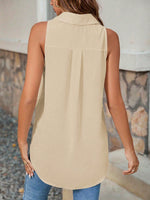 Maglietta smanicata estiva casual da donna, colore solido