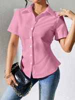 Camicia semplice a maniche corte, quotidiana per donne