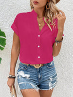 Camicia A Maniche A Pipistrello Con Colletto A Spacchi E Colore Unito