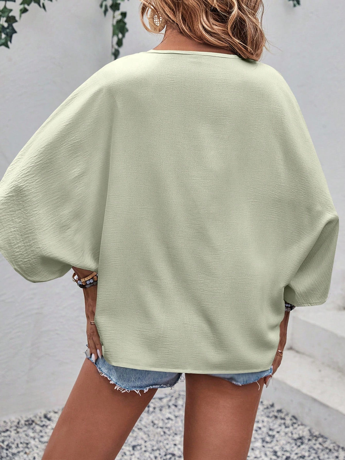 Camicia Casual Con Bottoni Frontali E Collo In Tessuto Testurizzato