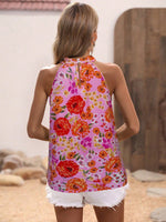 Blusa Estiva Da Donna A Collo Alto Senza Maniche Con Stampa