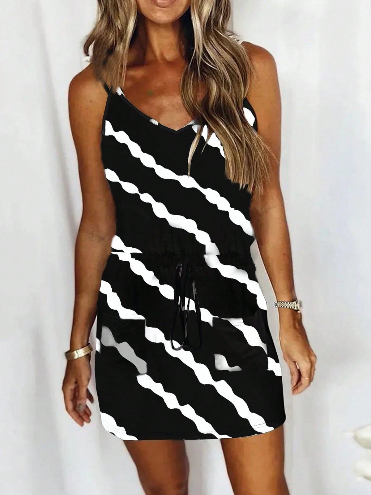 Vestito A Canotta Con Tasca Frontale E Stampa Mimetica E Slogan