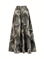 Gonna casual donna con stampa mimetica per uso quotidiano fino al ginocchio