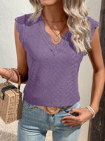 Maglietta pizzo a contrasto con orlo smerlato schiffy