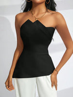 Top Da Festa Alla Moda Monocromatico Senza Spalline Per Donne