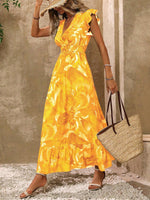 Abito Casual Lungo Con Manica A Cappuccio Con Stampa Geometrica Estiva E Scollo A V Per Donne