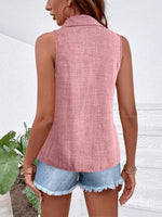 Camicia senza maniche casual da vacanza con colletto e bottoni