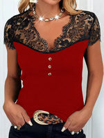 Maglietta Con Scollo A V E Inserti In Pizzo Per Donne