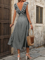 Vestito A Patchwork A Righe Da Donna Con Orlo Arricciato E Vita Stretta