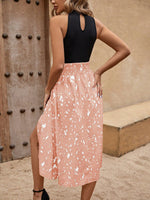 Vestito A Abbottonatura Avvolgente Con Stampa A Patchwork E Spacco