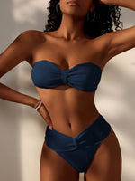 Costume Da Bagno Monocromatico Con Testo A Rilievo Per Donne In Vacanza Al Mare