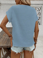 Blusa Estiva Informale Con Texture A Manica Pipistrello E Ricamo A Crochet