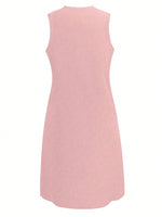 Vestito casual nero senza maniche con scollo a V e colletto a stelo per signore