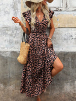 Abito Casual Lungo Con Manica A Cappuccio Con Stampa Geometrica Estiva E Scollo A V Per Donne