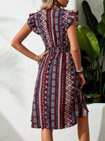 Vestito BohŽmien A Pois Con Incrocio A V E Con Cintura Da Legare In Vita