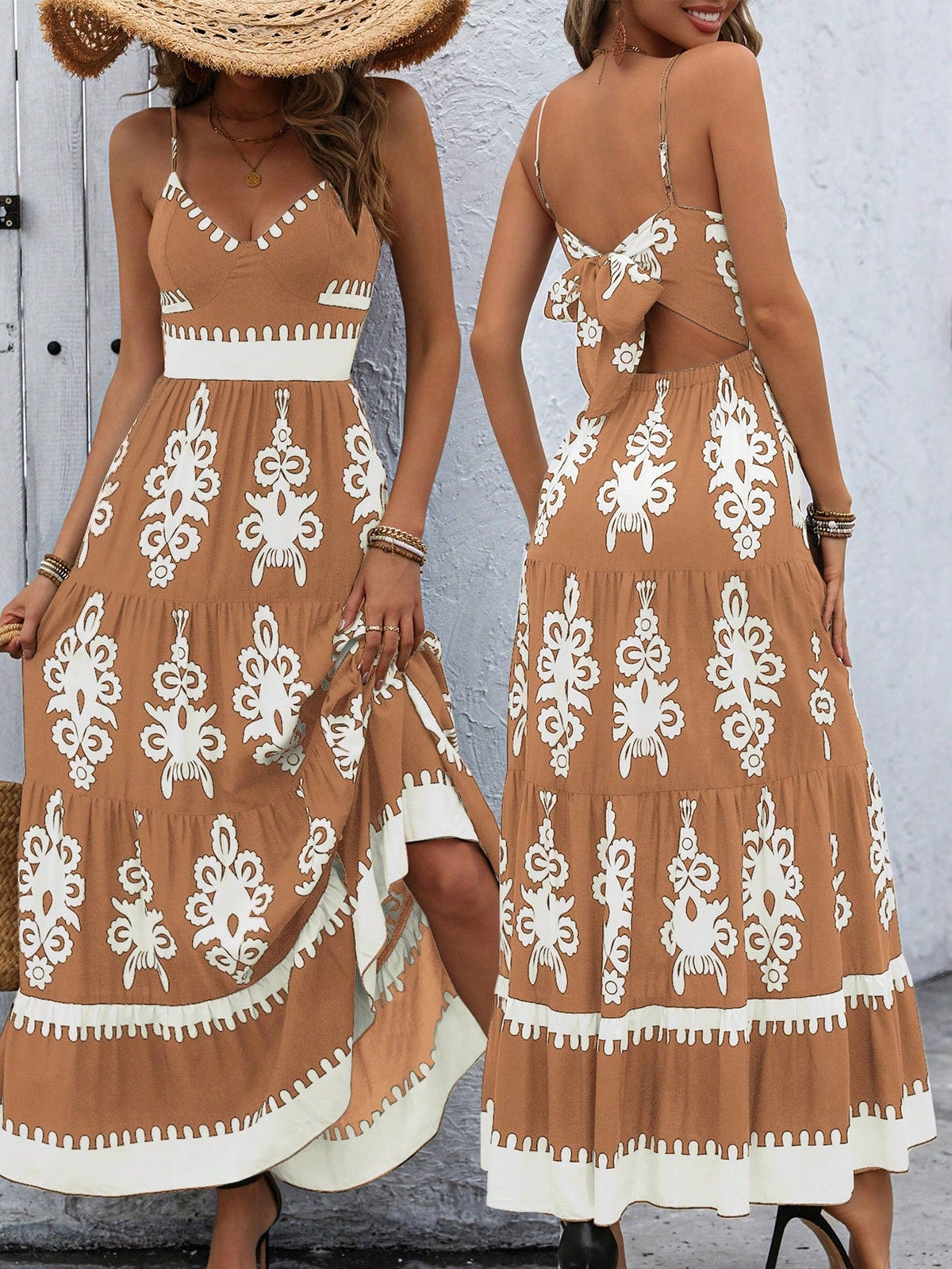 Abito Con Spalline Sottili A Stampa Destinazione Vacanze Estive