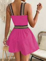 Salopette In Patchwork Geometrico Jacquard Con Fascia Elastica In Vita