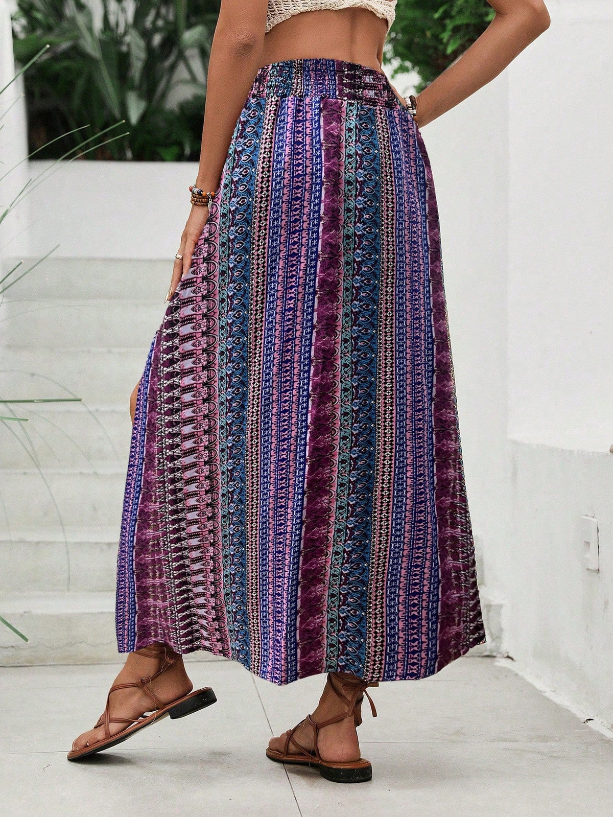 Gonna a spacco laterale alto con stampa