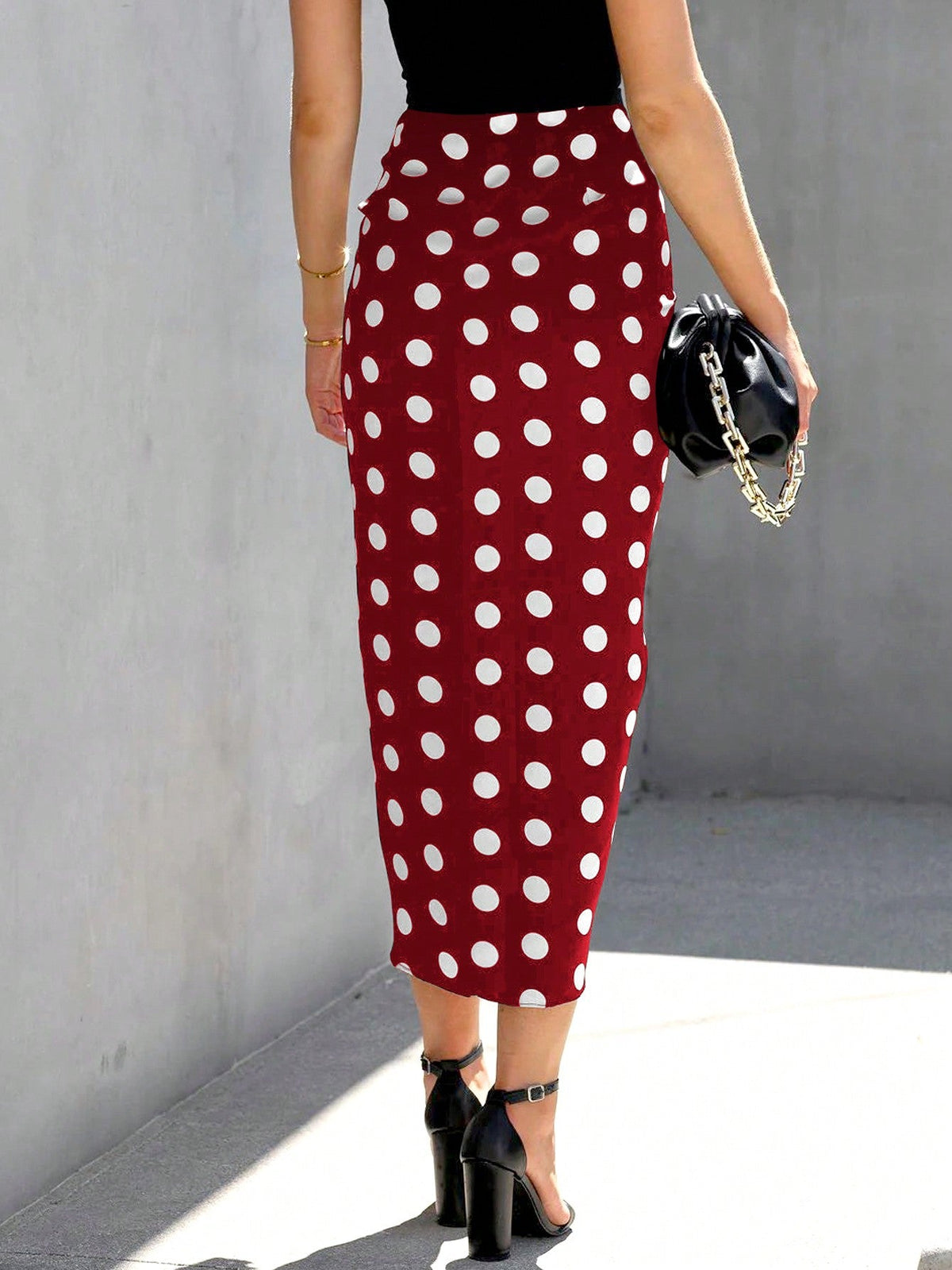 Gonna donna a pois con coulisse e spacco