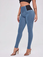Jeggings vita alta color block