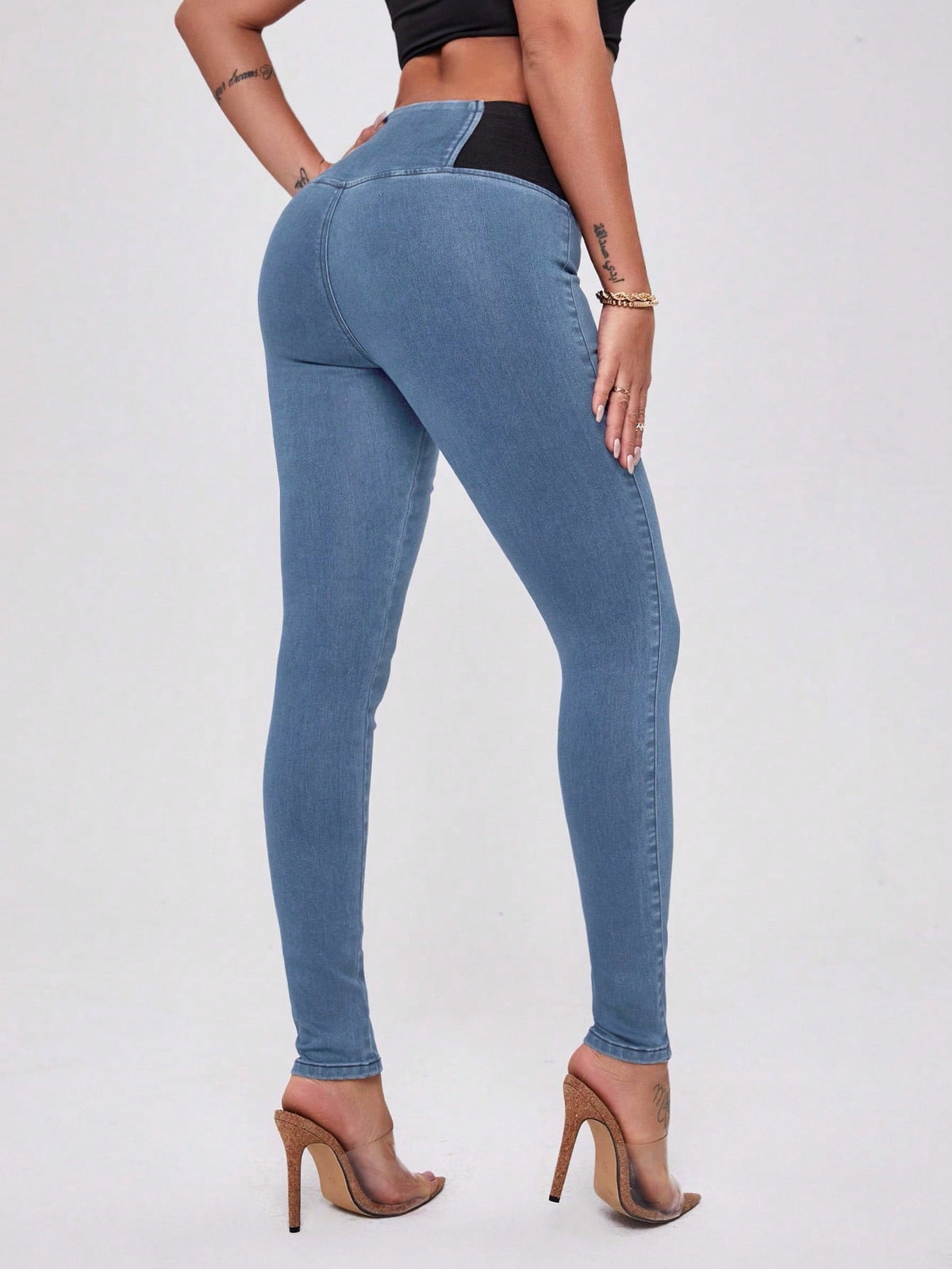 Jeggings vita alta color block