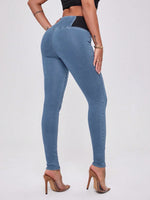 Jeggings vita alta color block